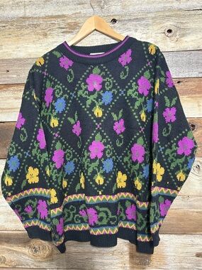 Worthington Essentials Petite Womens Vintage Sweater Multi Color Size M